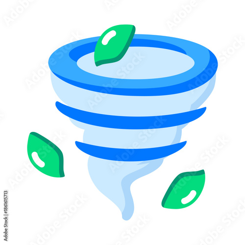 A flat style icon showing a tornado