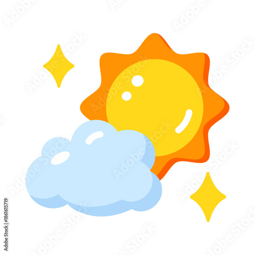 A flat style icon showing partly cloudy