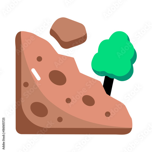 A flat style icon showing a landslide