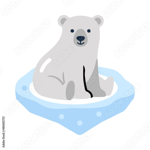 A flat style icon showing a polar bear