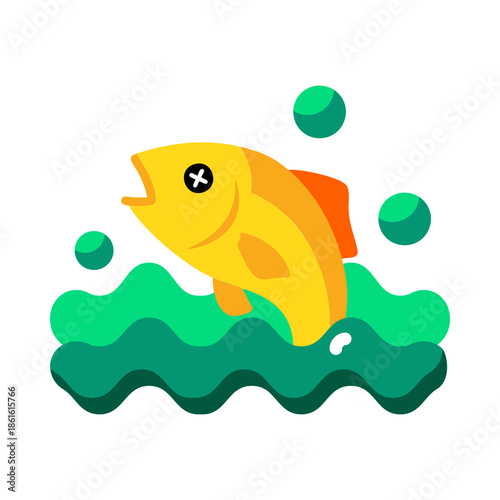 A flat style icon showing water pollution