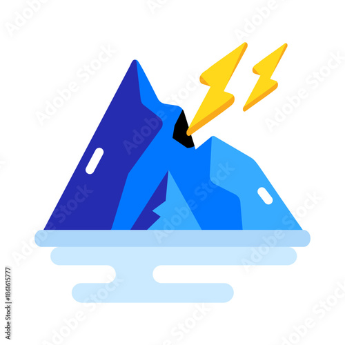 A flat style icon showing lightning