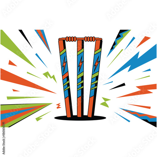 Global Series Cricket Stumps Vector Illustration for Sports Events