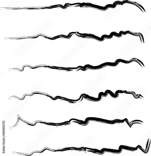 A set of different brush strokes on a white background