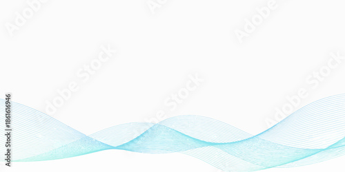 Abstract blue wave vector background with flowing curves and light motion