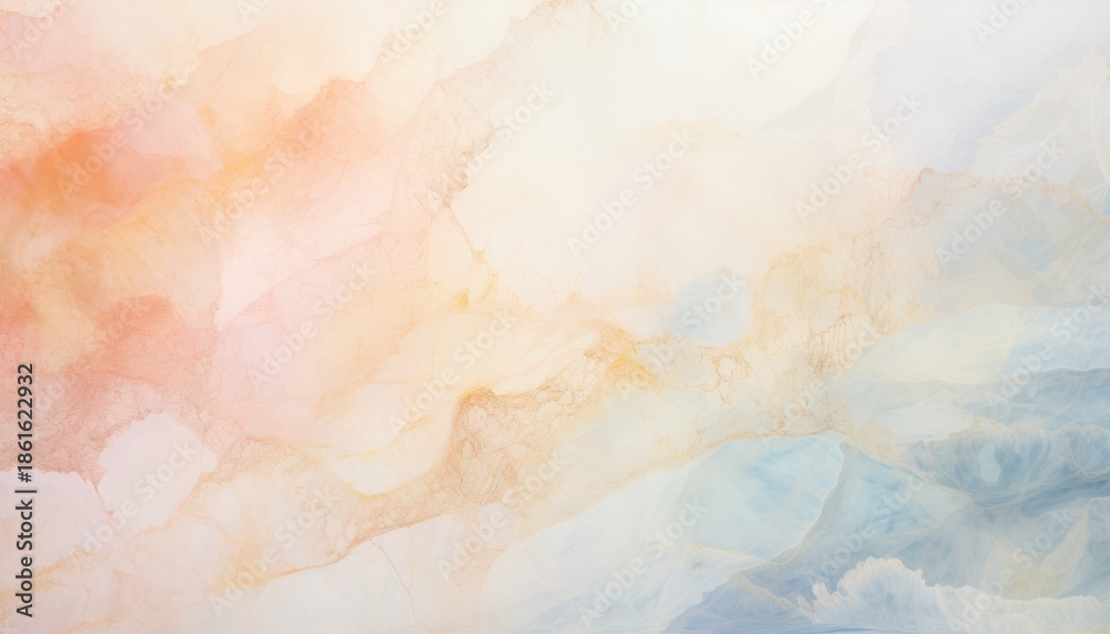 Fototapeta premium Abstract watercolor background with soft pastel colors and flowing organic shapes in peach and blue
