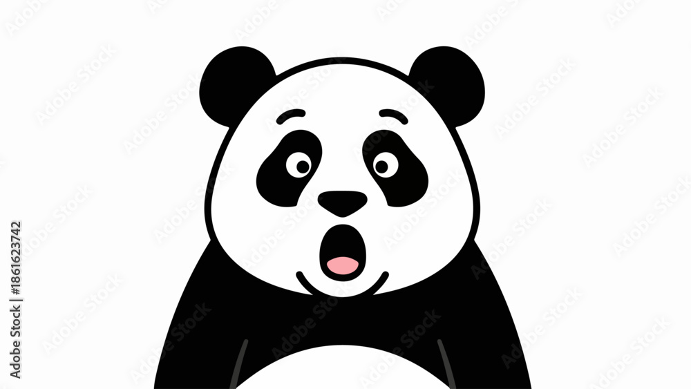 Fototapeta premium Stylized cartoon panda illustration with bold black outlines and solid black-and-white areas