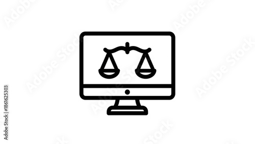 Online Justice: Scales of Justice on Computer Screen