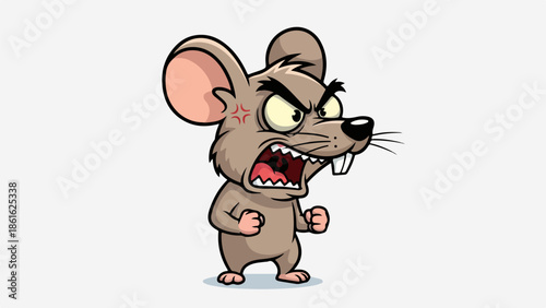 Animated cartoon illustration of an angry mouse with a red star on its forehead