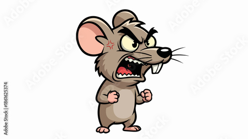 Animated mouse with red star on ear standing upright on hind legs