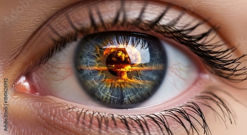 Eye Reflecting a Nuclear Explosion - A Vision of Destruction.
