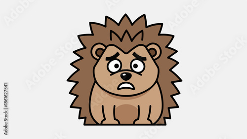 Detailed illustration of a concerned hedgehog with earthy brown fur and spikes