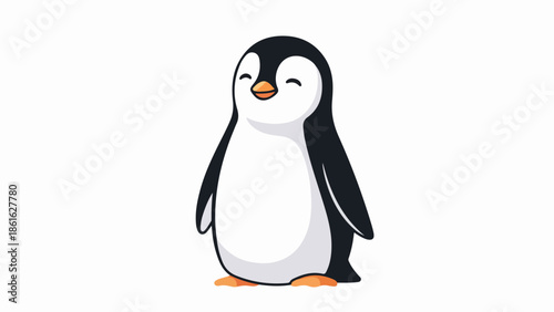 Portrait illustration of a single penguin with black and white plumage and orange accents