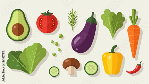 Assortment of Fresh Vegetables and Healthy Food Ingredients.