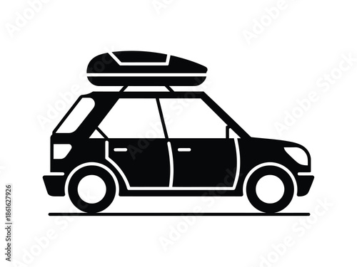 Black silhouette of a car with a roof rack side view illustration