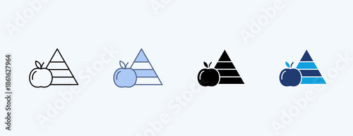 Food Pyramid Multiple Icon Illustration Vector