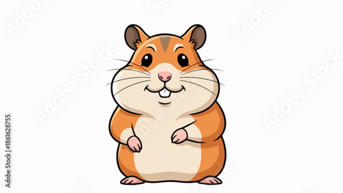 Cartoon hamster standing upright with front paws crossed on hind legs