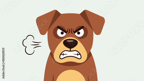 Illustration of an aggressive dog with brown and tan fur on a light brown background