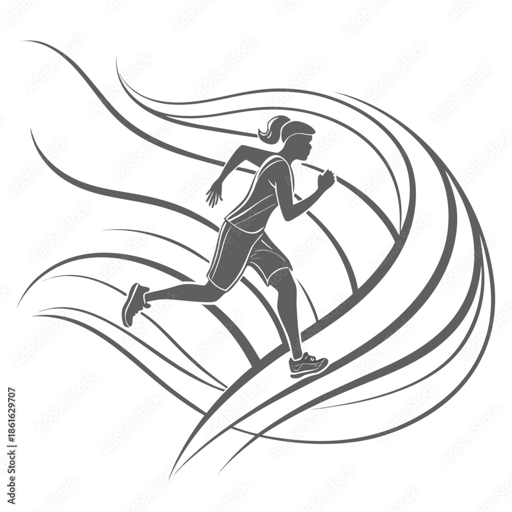 Fototapeta premium Green Energy Abstract Icon Flowing Motion Lines Design