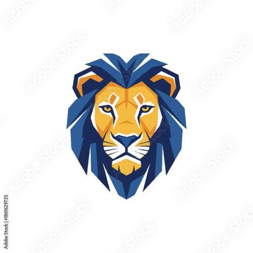 Geometric Lion Head Illustration Design Element.