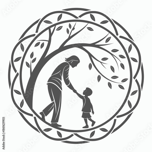 Protection and Care Abstract Enclosing Minimalist Mark