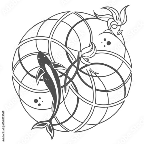 Romantic Harmony Abstract Mark with Smooth Flowing Lines