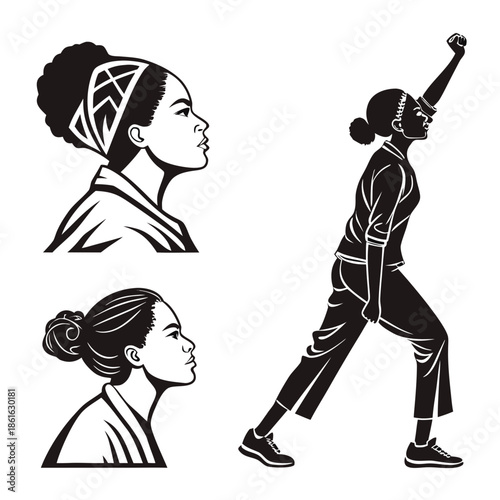 Set of 6 Feminine Strength and Empowerment Abstract Icons