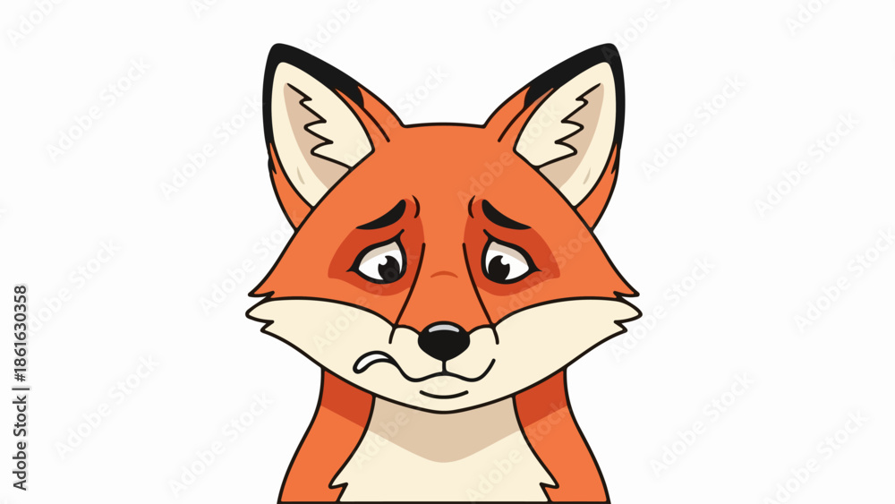 Fototapeta premium Detailed illustration of a fox with vivid orange fur and dark eyes on a plain background