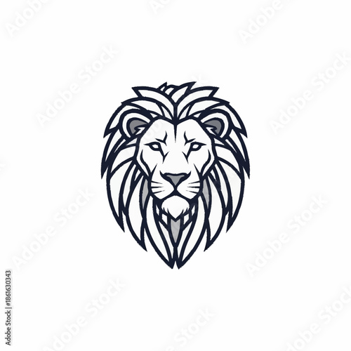 Lion Head Illustration with Detailed Mane.
