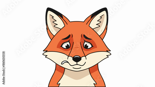Detailed illustration of a fox with vivid orange fur and dark eyes on a plain background