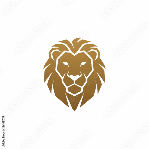 Lion Head Logo Illustration Golden Design.
