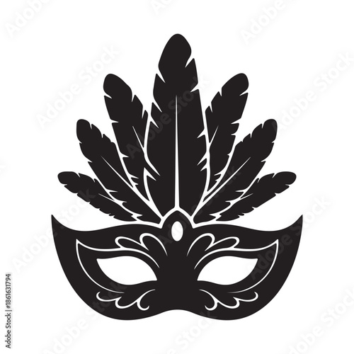 Elegant Masquerade Mask with Feather Design