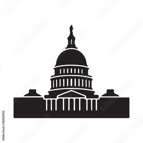 Iconic Capitol Building Silhouette in Black and White