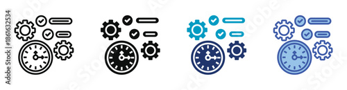 Time Management Icon Set Consisting Of Multiple Styles Vector Illustration