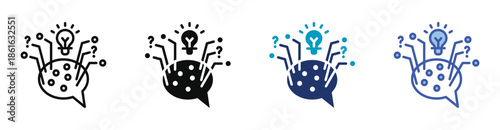 Critical Thinking Icon Set Consisting Of Multiple Styles Vector Illustration