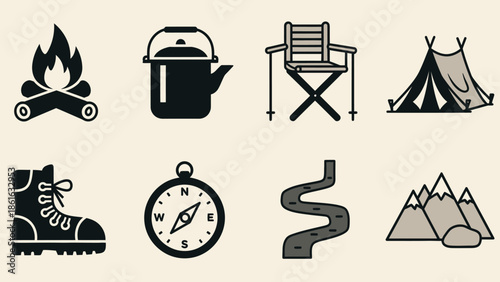 set of camping icons