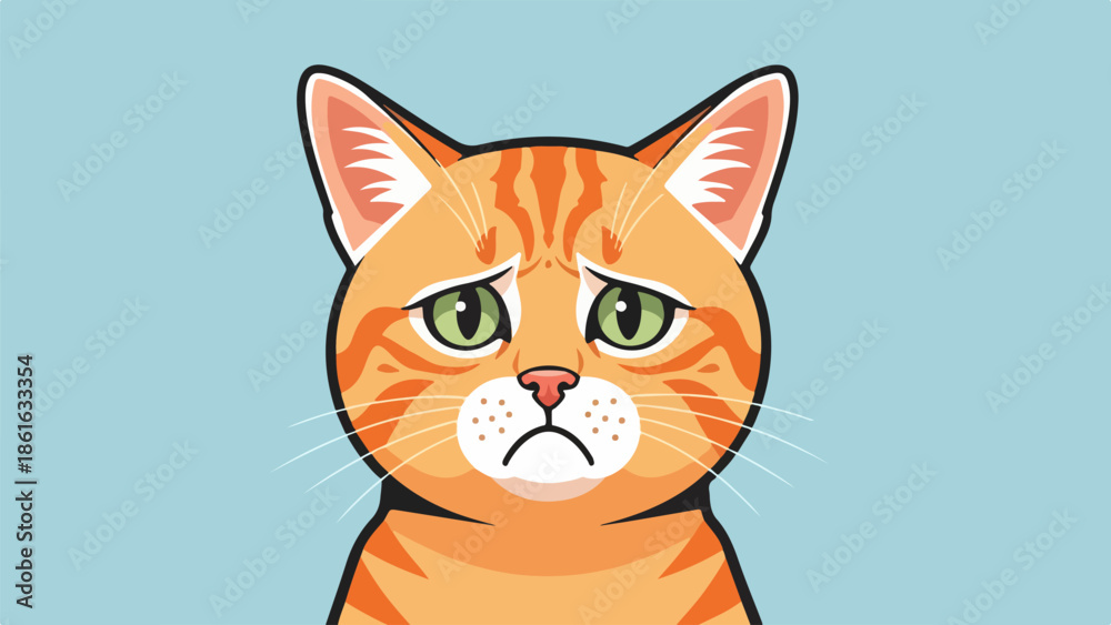 Obraz premium Close-up portrait of an orange tabby cat with vivid green eyes and bold dark stripes