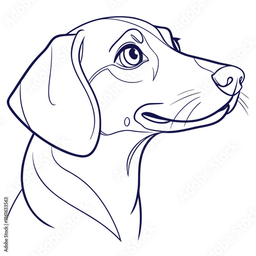 One Line Drawing of Dog Face Minimalist Vector Art
