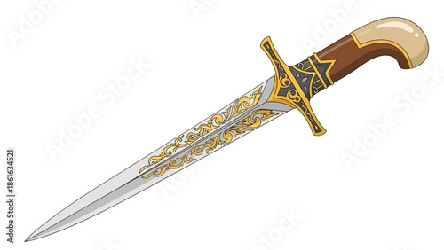 Intricate decorative dagger with ornate patterns and elegant design