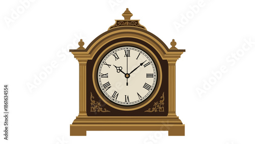 Elegant antique clock design featuring roman numerals and decorative accents