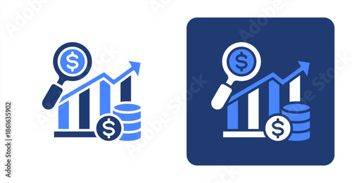 Analysis Glyph Color  Two-tone color and contrasting background icon illustration