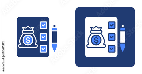 Evaluation Glyph Color  Two-tone color and contrasting background icon illustration