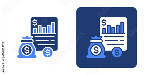 Reporting Glyph Color  Two-tone color and contrasting background icon illustration