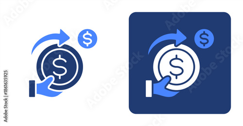 Expenditure Glyph Color  Two-tone color and contrasting background icon illustration