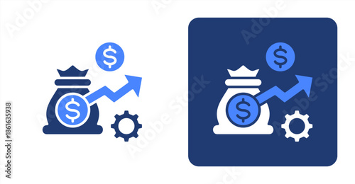 Optimization Glyph Color  Two-tone color and contrasting background icon illustration