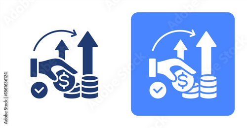 Efficiency Glyph  Two-tone color and contrasting background icon illustration