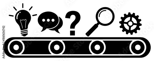 From idea to solution production line vector illustration