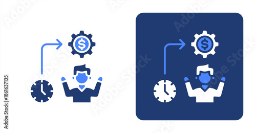 -Efficiency Glyph Color  Two-tone color and contrasting background icon illustration
