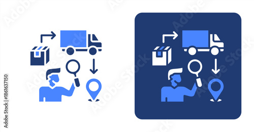 Order Tracking Glyph Color  Two-tone color and contrasting background icon illustration