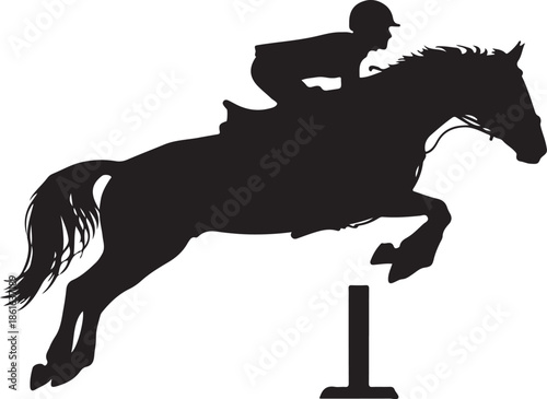 Horse Jumping Silhouette Isolated on White Background – Equestrian Sport Vector